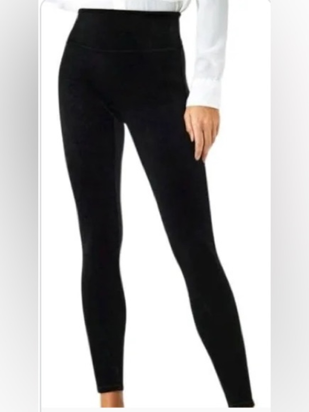 Spanx Velvet Black High-Waist Shaping skinny Leggings A294512 size XL